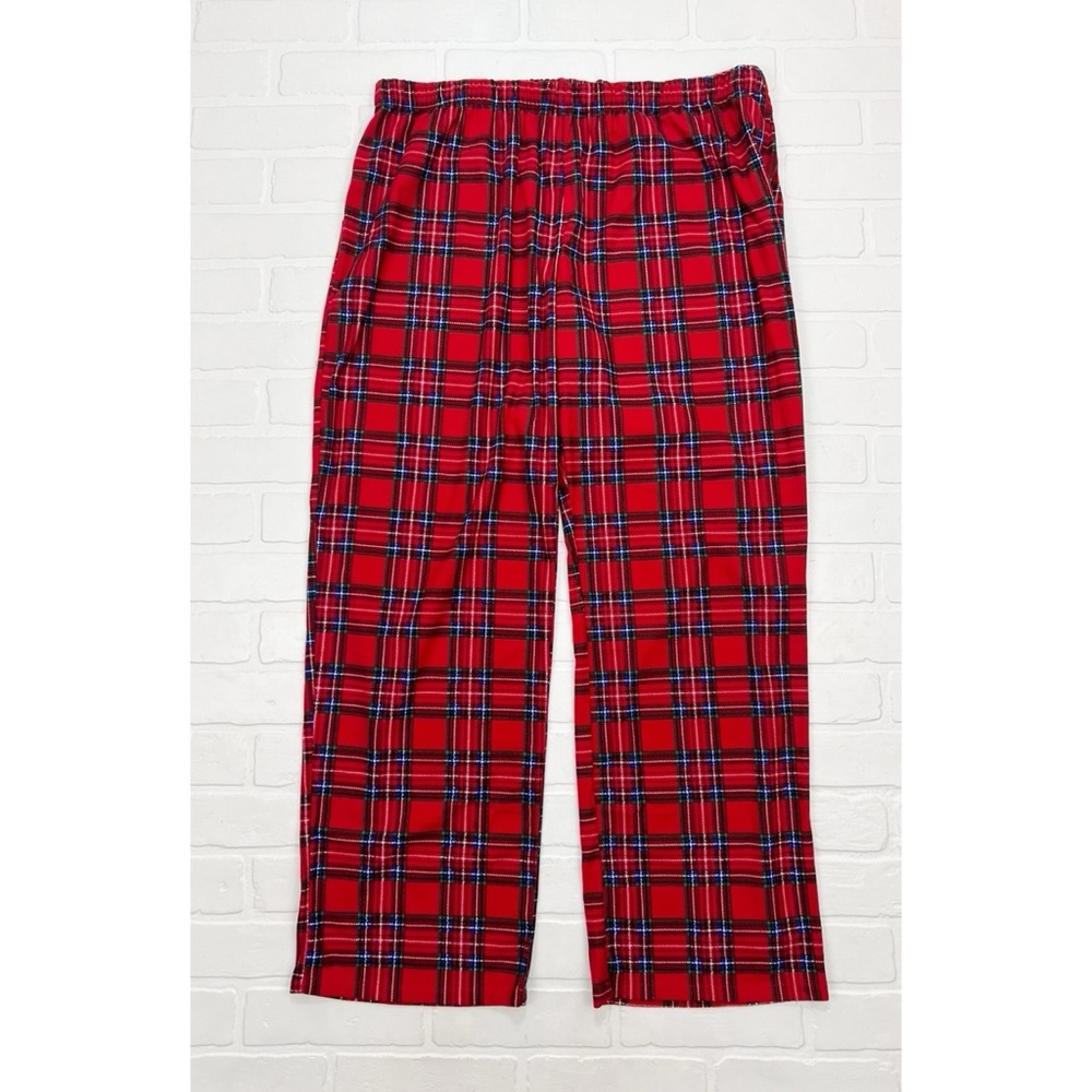 White Mark Fleece Plaid Lounge Pajama Pants Red Multicolor Size 1X